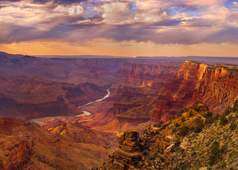 View overlooking the Colorado River cutting through the Grand Canyon in Arizona
