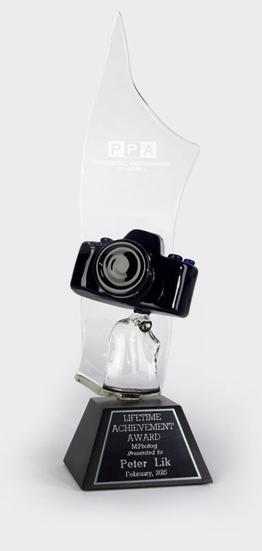 Lifetime Achievement Award Glass Trophy present to Peter Lik in 2015 by the Professional Photographers of America.