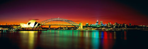 Sydney Harbor Bridge Sydney Opera House and Sydney reflecting on the harbor at night