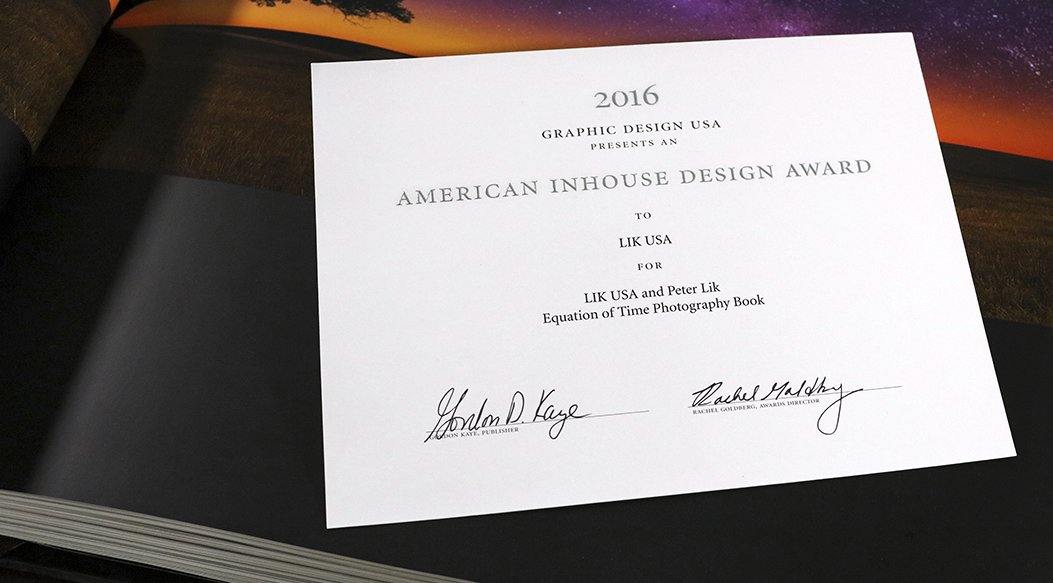 Equation of Time Earns an American In-House Design Award