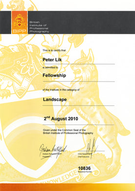 The British Institute of Professional Photography, Fellowship Award, presented to Peter Lik in 2010.