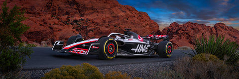 Canyon Racer captures the thrilling blend of high-speed Formula 1 excitement and Nevada’s stunning Red Rock Canyon vistas in the Haas Racing Collection.