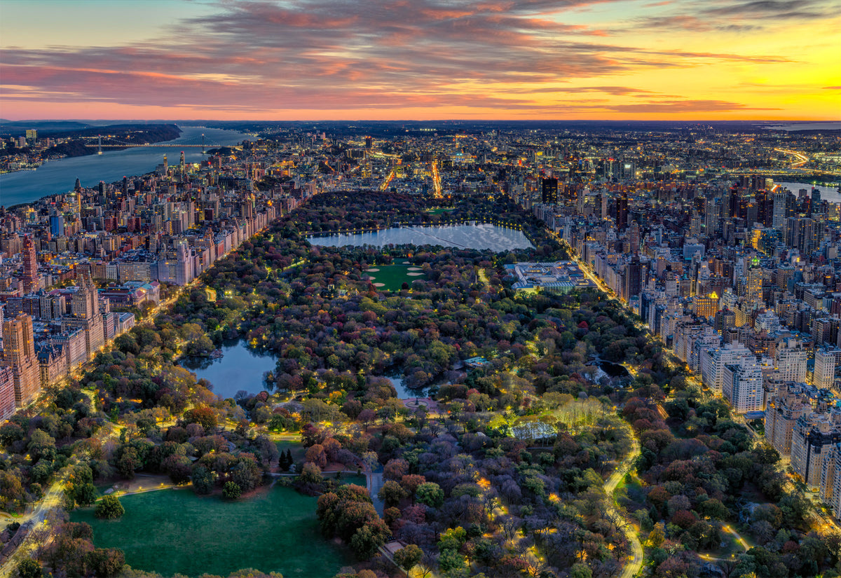 Photograph from Peter Lik of Central Park, New York from on top of a residential tower. 