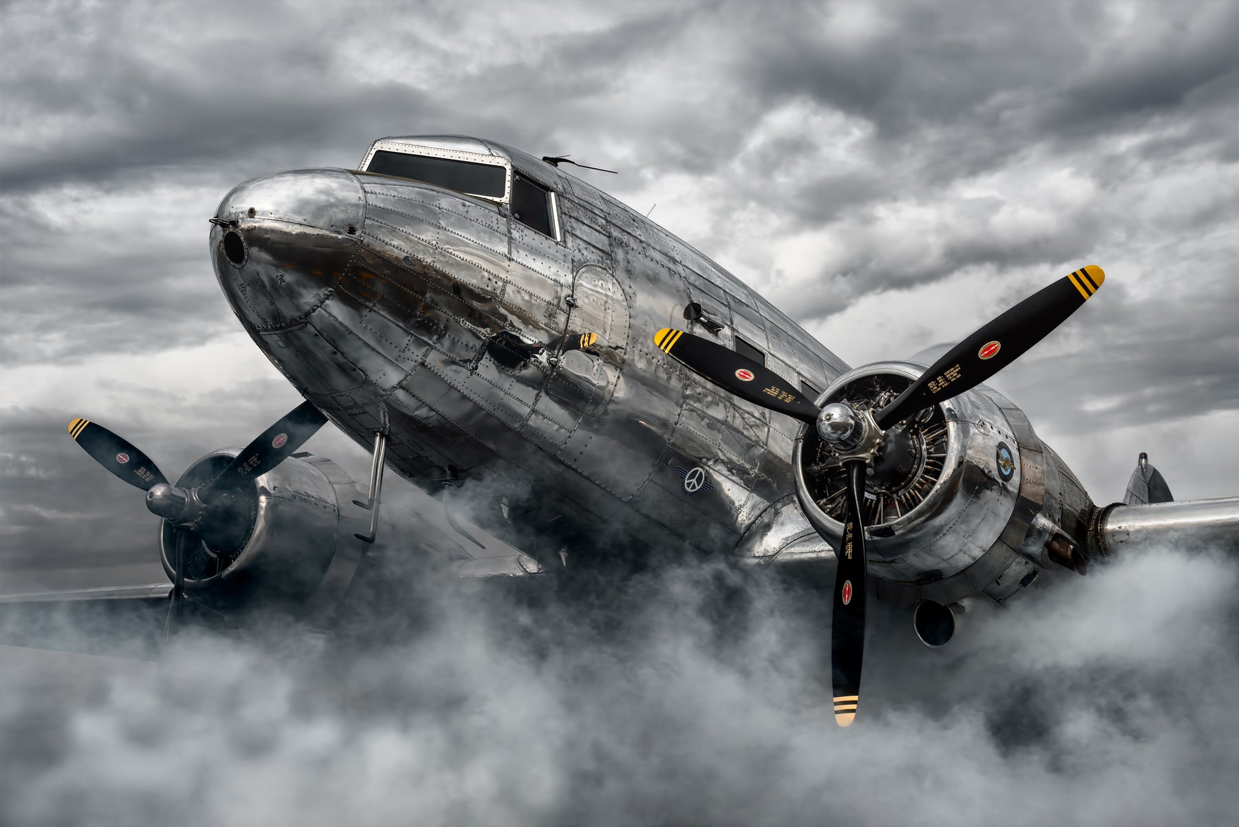 Photography from Peter Lik's Aviation photography collection of A vintage DC-3 capture+I58:M72d at dawn in the Alvord Desert. | LIK Fine Art