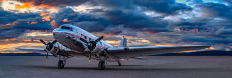 Photography from Peter Lik's Aviation photography collection of the epic dawn shoot of a historic DC-3 in Oregon's Alvord Desert. LIK Fine Art