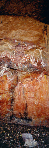 Aboriginal artwork painted on the side of a cave in the Kakadu National Park Australia