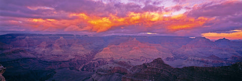 Cloudy sunset over the rock cliffs of the Grand Canyon Arizona