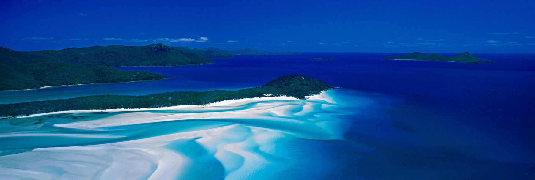Aerial view of the ocean and tidal sands of Hill Inlet Queensland, Australia
